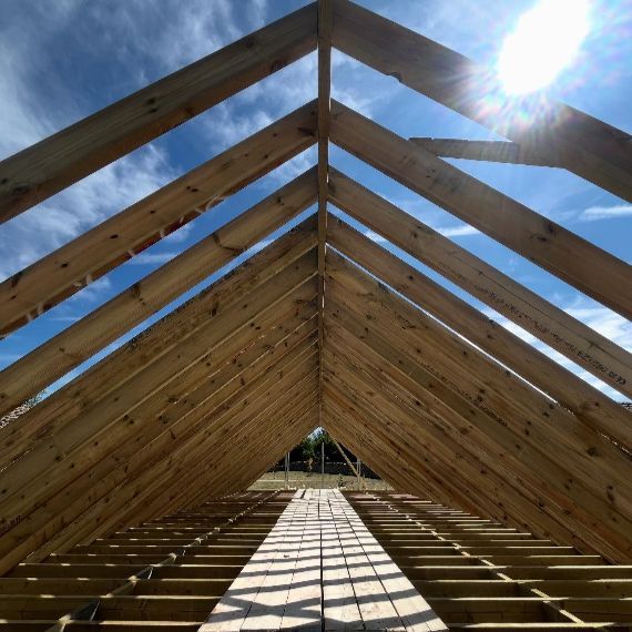 Inside a timber roof construction